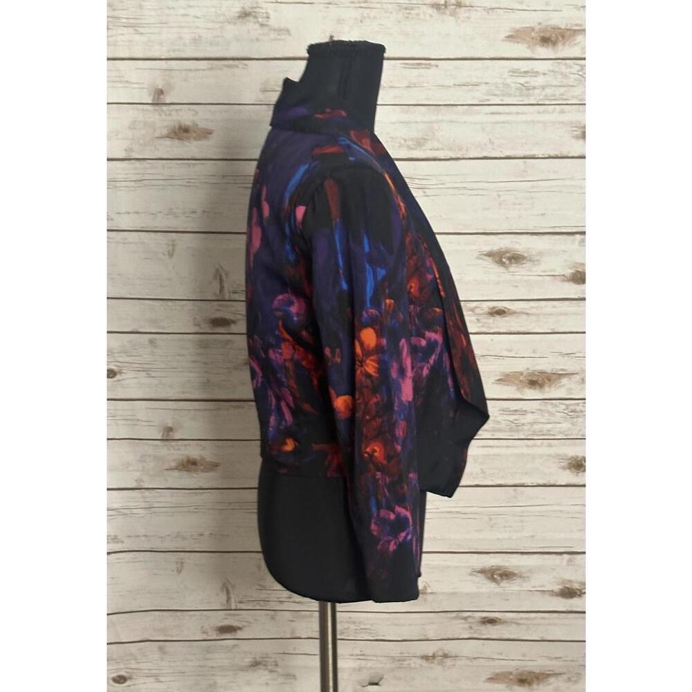 *SOLD* bebe office siren multicolored floral shawl collar open jacket Size XS - Picture 4 of 6